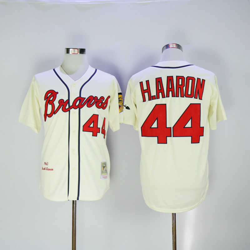 2017 MLB Atlanta Braves #44 H.Aaron Cream 1963 Throwback Jerseys->atlanta braves->MLB Jersey